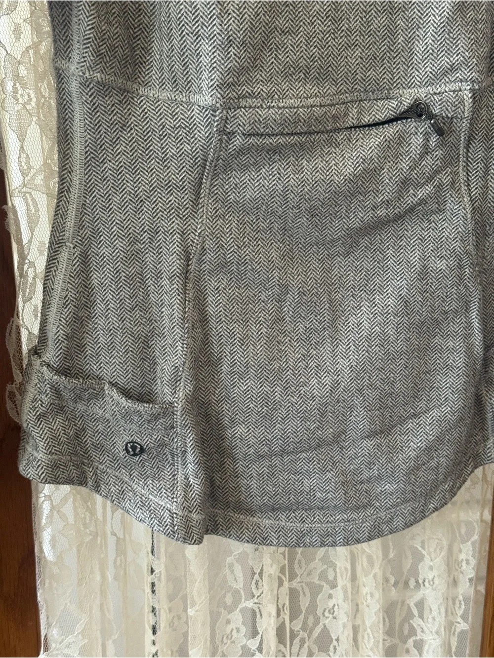 Heather Gray Pullover with Black Accents